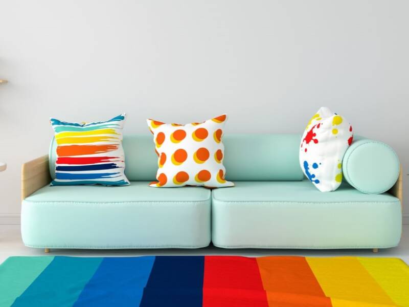 Beautiful colorful woven rug.