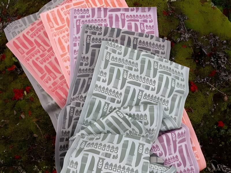 Puukko aiheisia liinoja eri väreissä.