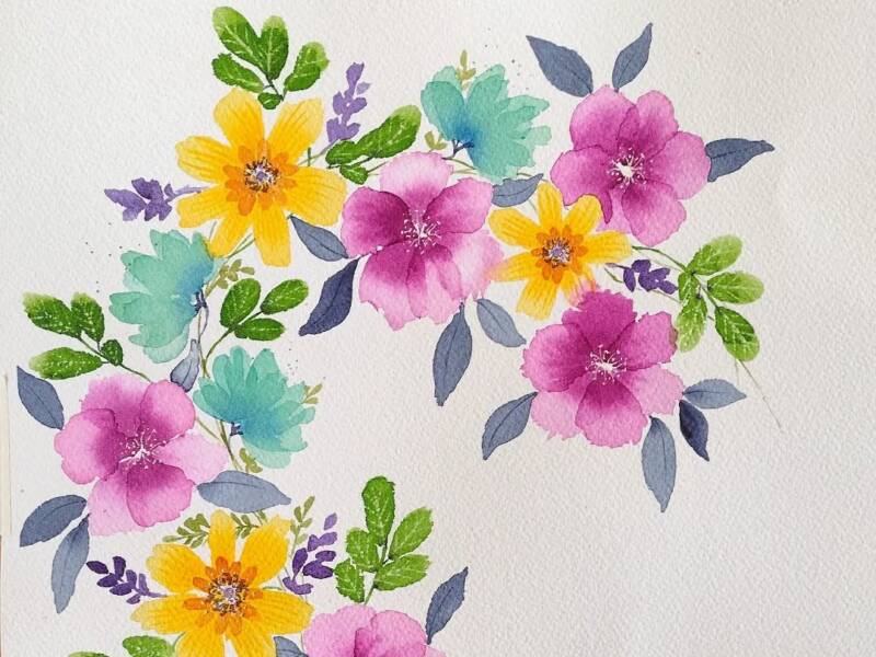 The artwork with beautiful flowers.