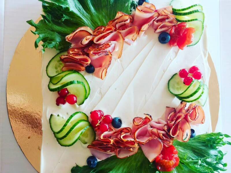 A beautiful sandwich cake.